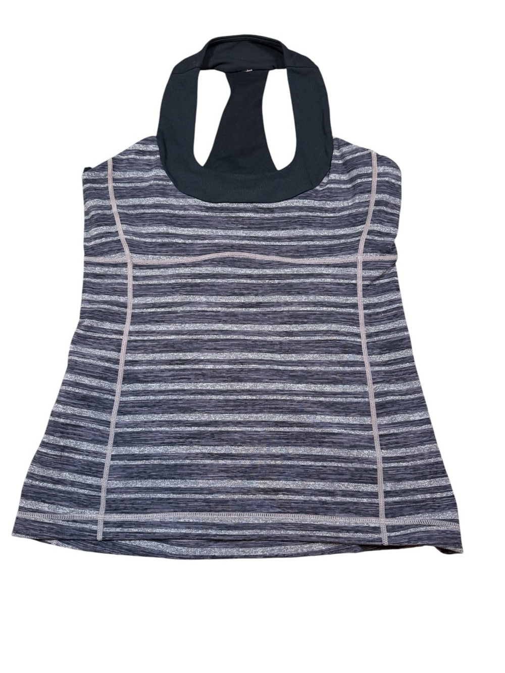 Lululemon Scoop Neck Tank Black Gray Purple Stripe Size 8